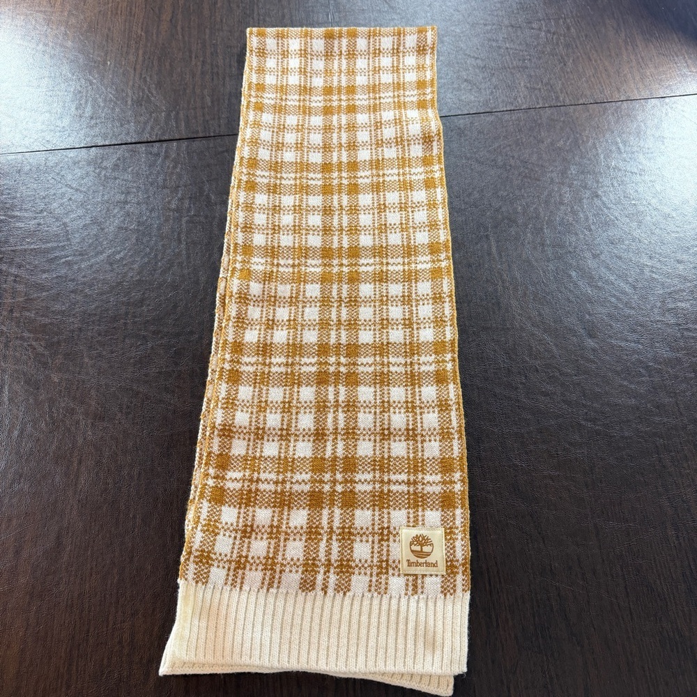 Timberland Plaid Tan and Cream Scarf